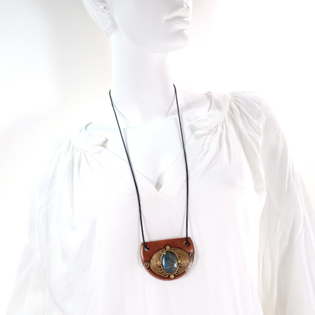 Pandantiv statement din labradorit și lut polimeric – design boho artistic handmade [13]