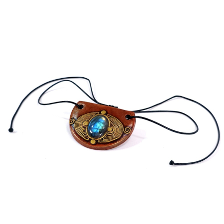 Pandantiv statement din labradorit și lut polimeric – design boho artistic handmade [6]