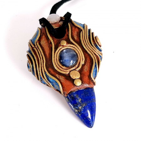 Pandantiv unicat lapis lazuli, kyanit si agat [1]