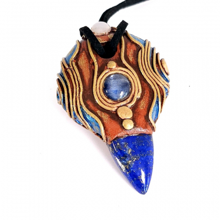 Pandantive Elvero - Pandantiv unicat lapis lazuli, kyanit si agat