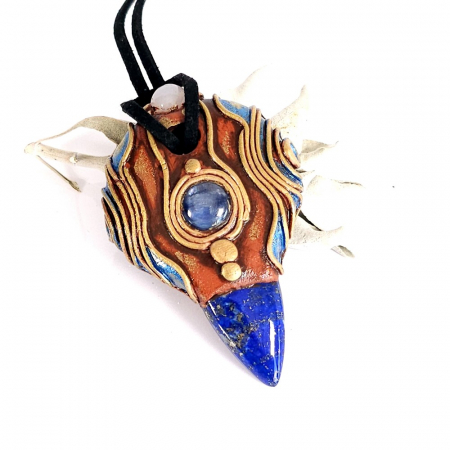 Pandantiv unicat lapis lazuli, kyanit si agat [5]