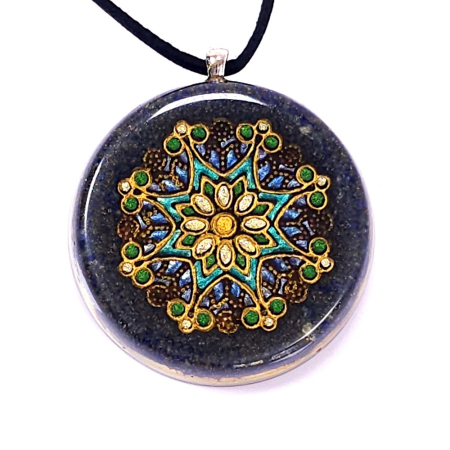Pandantiv mandala lotus Nectar al Cunoașterii – pietre naturale, handmade