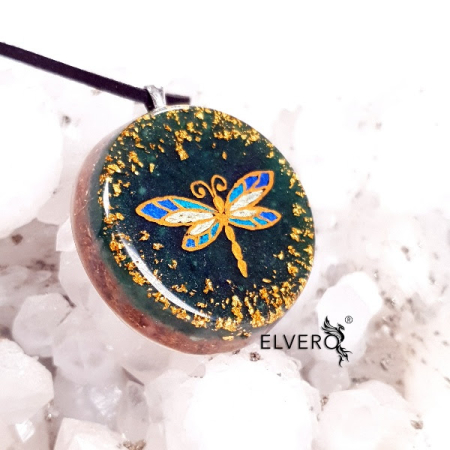 Libelula medalion handmade din pietre naturale [2]