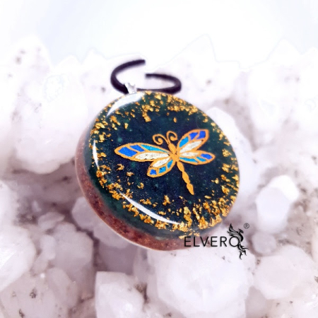 Libelula medalion handmade din pietre naturale [3]
