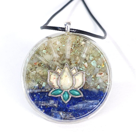 Pandantive Elvero - Lotus medalion orgon din pietre naturale semipretioase