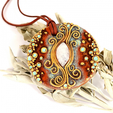 Medalion lut polimer cu piatra lunii naturala [1]