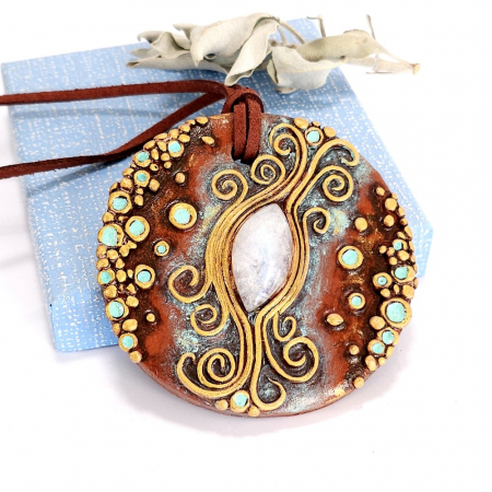 Medalion lut polimer cu piatra lunii naturala [2]