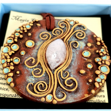 Medalion lut polimer cu piatra lunii naturala [3]