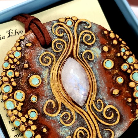 Medalion lut polimer cu piatra lunii naturala [4]