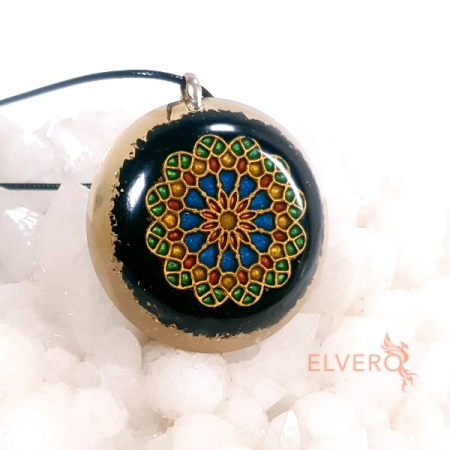 Pandantiv mandala cu turmalina neagra
