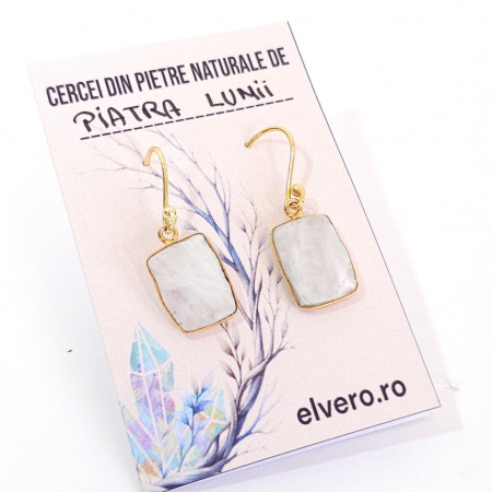 Cercei pietre semipretioase - Cercei diafani din felii de piatra lunii moonstone