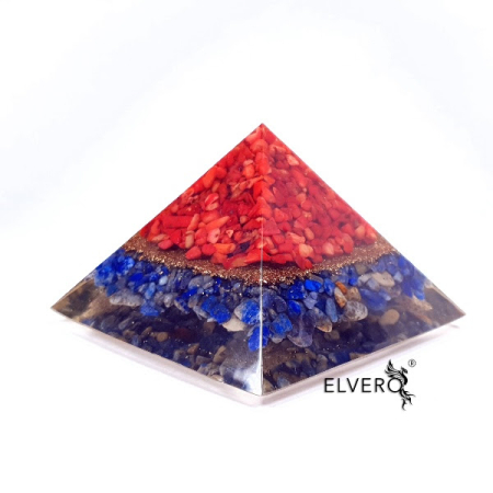Piramide orgonice - Piramidă orgon din coral roșu, lapis lazuli și cuarț