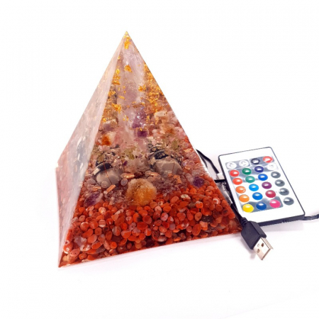 Piramide orgonice - Piramida orgon pietre naturale cu leduri lumini si telecomanda