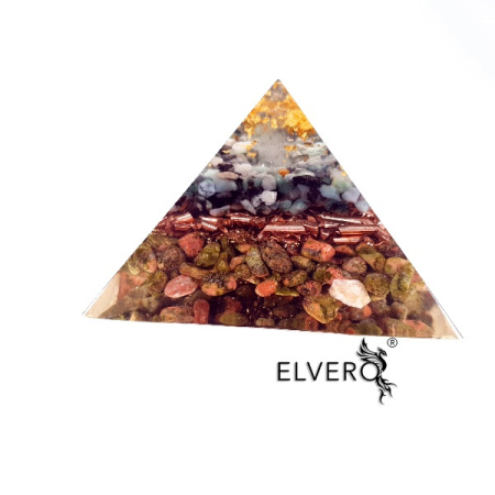 Piramidă orgonica din aur, smarald, unakit și cuarț [3]