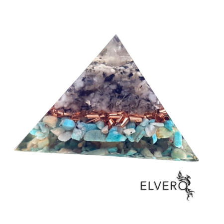 Piramida orgonica din cuart turmalinat si amazonit [1]