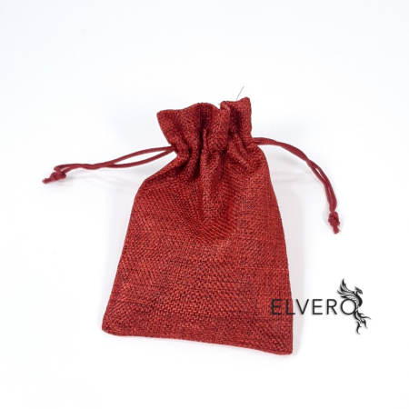 Cristale si pietre semipretioase - Săculeț roșu din material textil opac, 10x9 cm