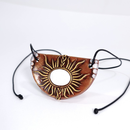 Pandantiv soare din scolecit și lut polimer – design artistic handmade cu simbol solar [5]