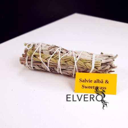 Salvie alba si Sweetgrass, buchet mic 10 cm, pentru fumigatii [1]