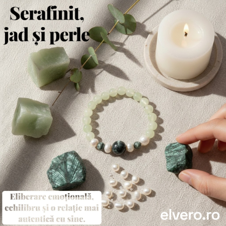 Brățară serafinit, jad și perle de cultură – pietre naturale [3]