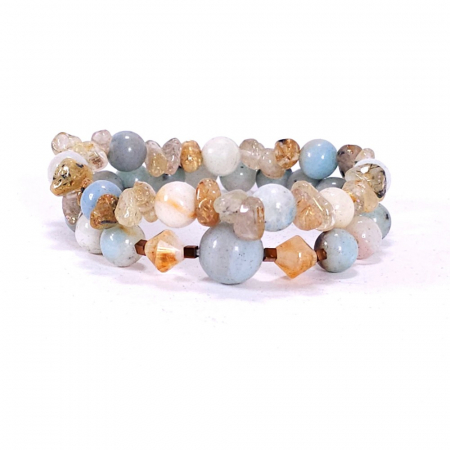 Brățări din pietre naturale semiprețioase - Set 2 bratari din pietre naturale bleu
