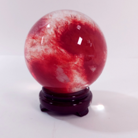 Sfera de cuart cherry 12 cm pe suport [4]