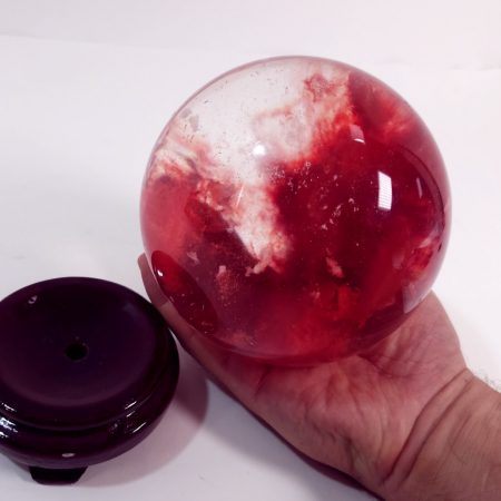 Sfera de cuart cherry 12 cm pe suport [2]