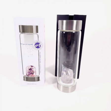 Sticla pentru energizarea apei cu pietre naturale de ametist, cuart roz, cuart [5]