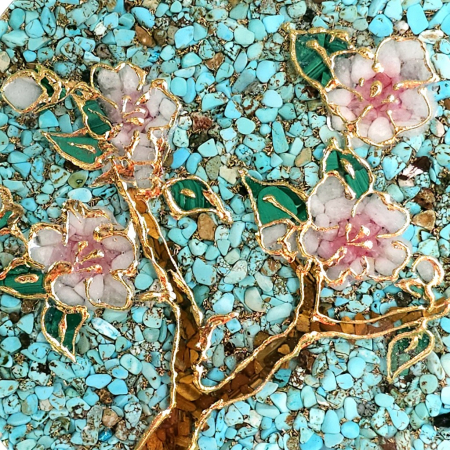 Decoratiune cu ramura flori de mar din pietre semipretioase [4]