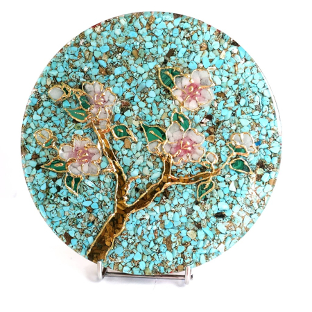 Decorațiuni orgon din pietre naturale - Decoratiune cu ramura flori de mar din pietre semipretioase