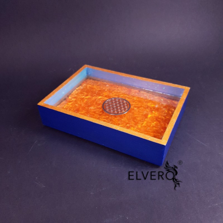 Wellness - Tavă orgonică Floarea Vieții, 16x12x4 cm, cu pietre semiprețioase *