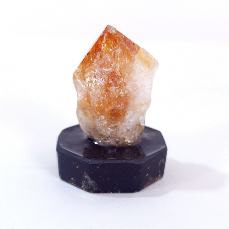Minerale pe suport orgonic - Varf citrin pe suport orgon turmalina neagra