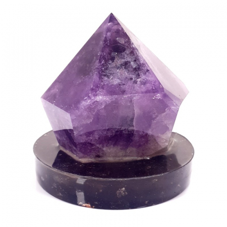 Minerale pe suport orgonic - Varf mare cristal ametist pe suport orgon turmalina