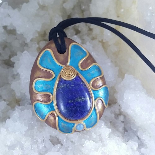 Pandnativ unicat cu lapis lazuli si ceramica fotografie Elvero