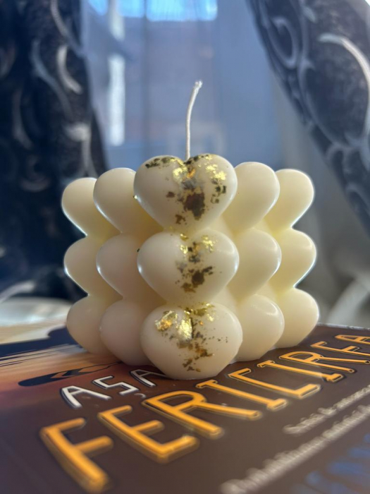 Lumanare decorativa din ceara de soia , Bubble Heart , fara parfum ,125 g [2]