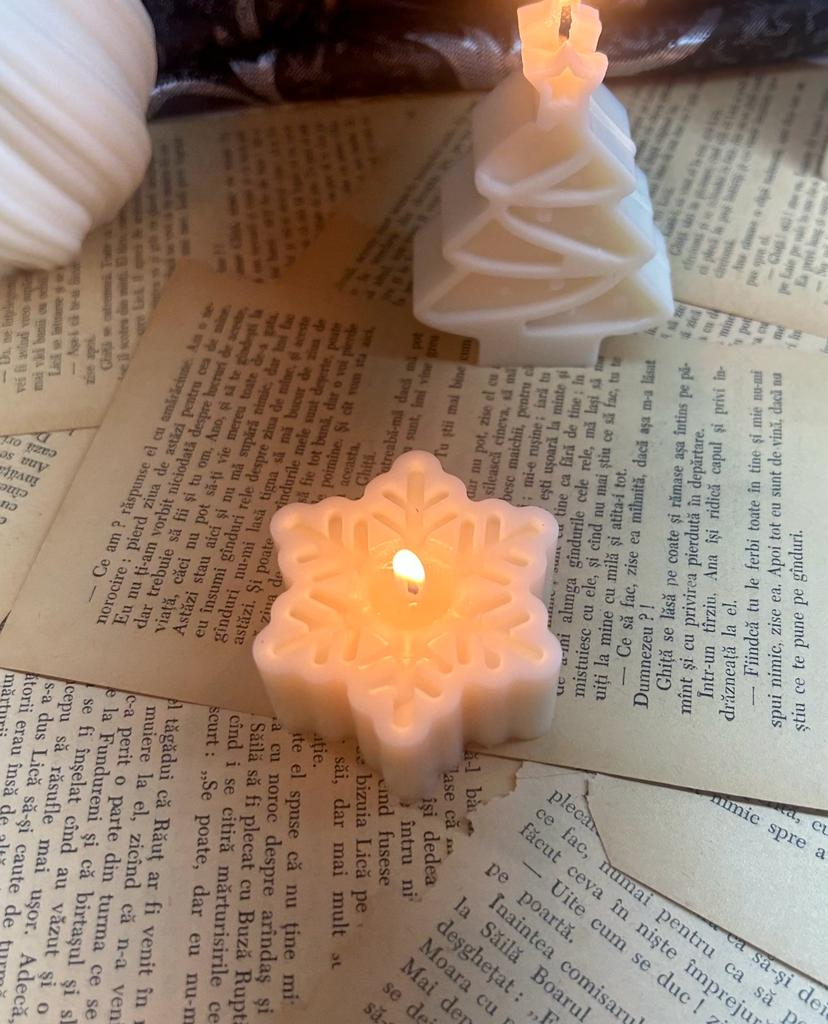 Lumanare decorativa din ceara de soia , fara parfum -  Fulg de nea 35g [3]