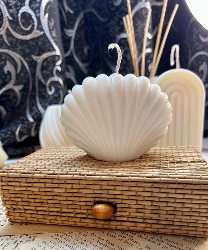 Lumanare decorativa din ceara de soia , fara parfum -   Scoica  135 g [3]