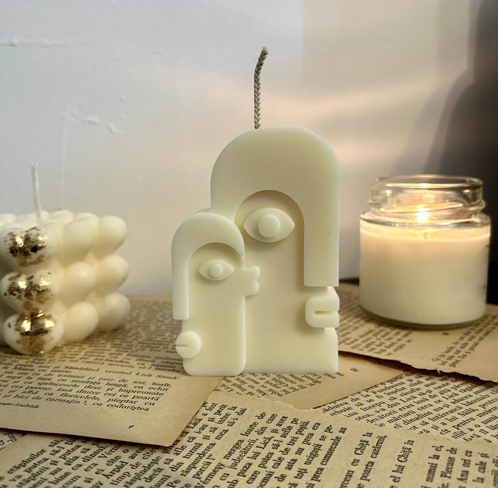 Lumanare decorativa din ceara de soia ,fara parfum - Two faces , 90 g [2]