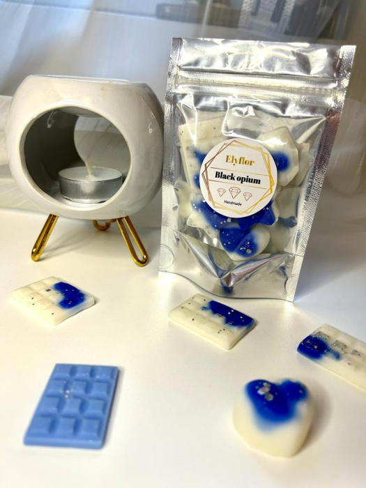 Set difuzor ceramic pentru aromaterapie si ceara parfumata de soia , Aroma Black opium,25 g [2]