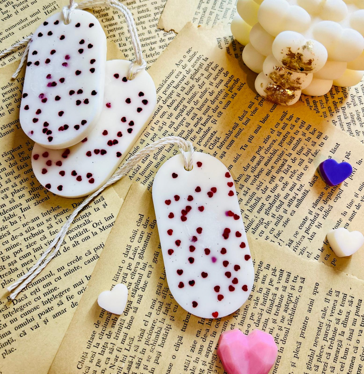 Tableta parfumata din ceara de soia - aroma florala inimioare mici , oval 25g [3]