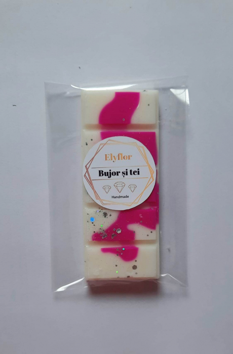 Tableta parfumata din ceara de soia , Snap bar - aroma Bujor si tei , 40g [3]
