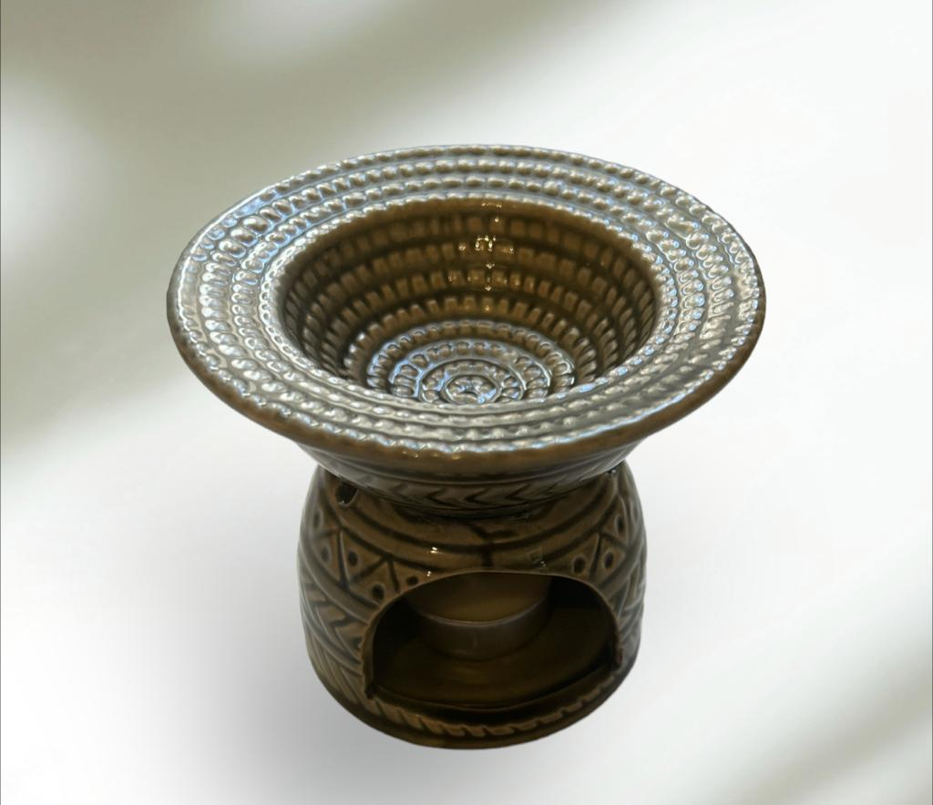 Vas din ceramica pentru aromaterapie ,gri cu model 11x9.5 cm [2]