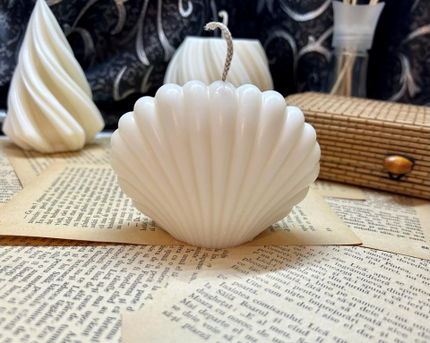 Lumanare decorativa din ceara de soia , fara parfum -   Scoica  135 g [1]