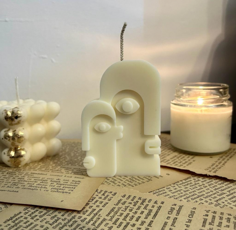 Lumanare decorativa din ceara de soia ,fara parfum - Two faces , 90 g [1]