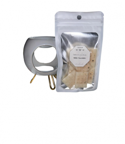 Set difuzor ceramic + ceara parfumata de soia - Set difuzor ceramic pentru aromaterapie si ceara parfumata de soia , Milk Chocolate ,25 g