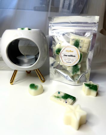 Set difuzor ceramic + ceara parfumata de soia - Set difuzor ceramic pentru aromaterapie si ceara parfumata de soia , Aroma One million, 25 g