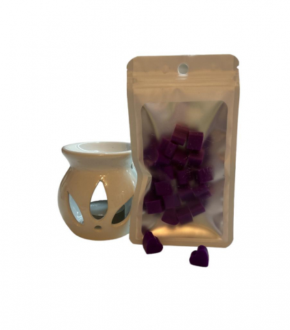 Set difuzor ceramic pentru aromaterapie si ceara parfumata de soia , Parfum Lavanda,25 g