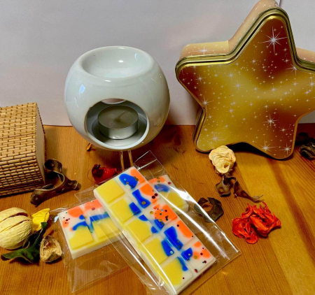 Set difuzor ceramic + ceara parfumata de soia - Set difuzor ceramic pentru aromaterapie si ceara parfumata de soia , Snap Bar,  Aroma Bubble Gum,40 g