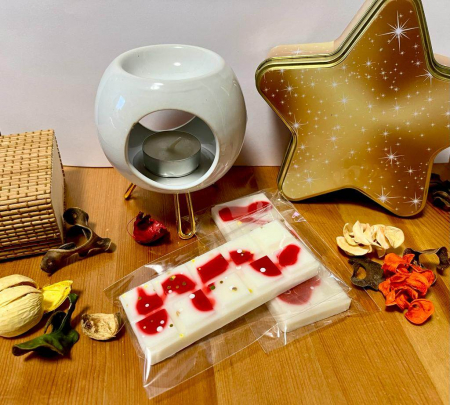 Set difuzor ceramic + ceara parfumata de soia - Set difuzor ceramic pentru aromaterapie si ceara parfumata de soia , Snap Bar,  Aroma Gradina iubirii,40 g