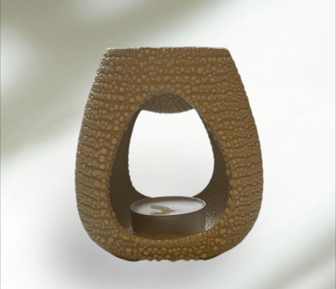 Vas din ceramica pentru aromaterapie , oval - crem 9x10.5 cm