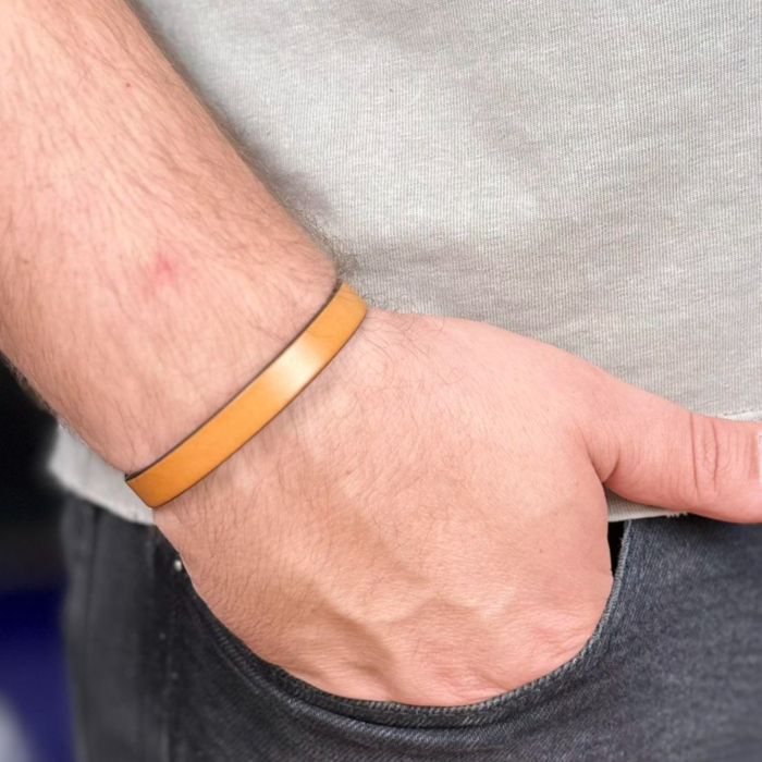 Bratara din piele naturala, Cleo, maro cognac [3]